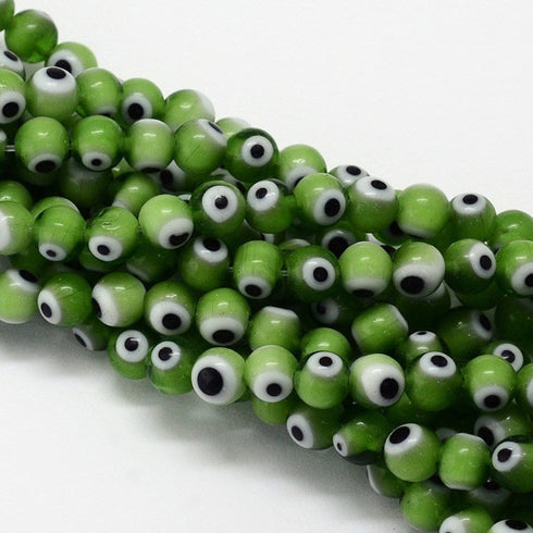 Handmade Evil Eye/Green Round Beads 6mm