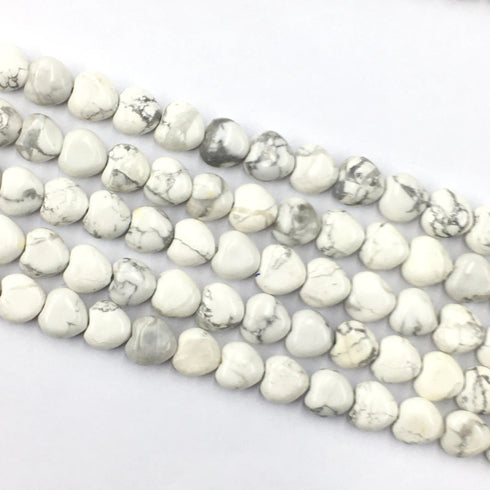 Howlite Heart 10 mm Gemstone Strand