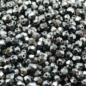 Jet Hematite Faceted 4mm