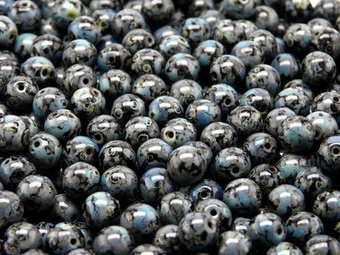 Jet Travertine Round 6mm