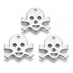 Laser Cut Skull Charm Stainless Steel 5pc