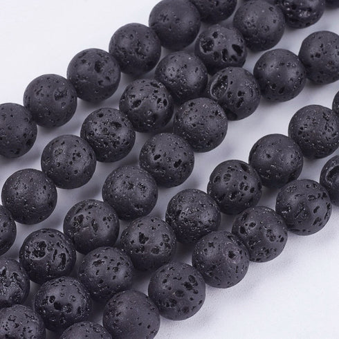 Lava Black Round Beads 10mm