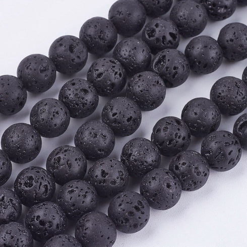 Lava Black Round Beads 10mm