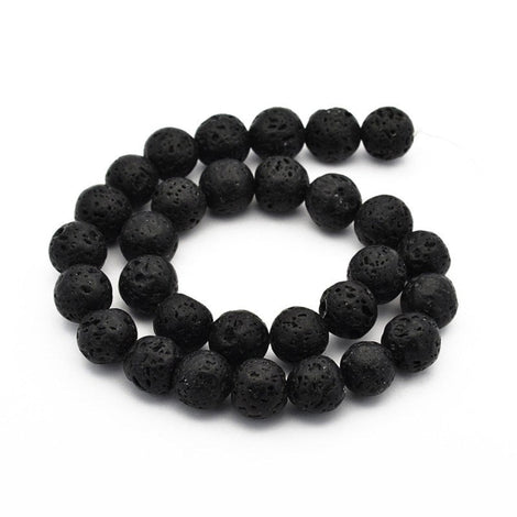 Lava Black Round Beads 8mm