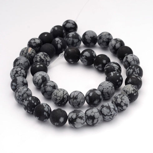 Natural Snowflake Obsidian Matte Round Beads 6mm