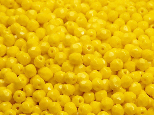 Opaque Yellow Faceted 4mm