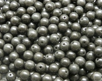 Opaque Grey Ceramic Look Round 6mm