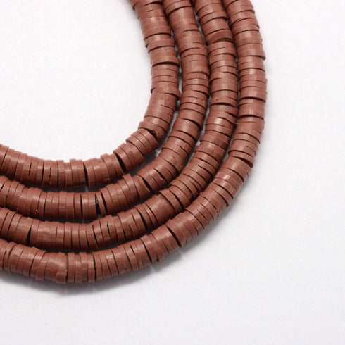 Polymer Clay Heishi Beads Saddle Brown 6×1 mm