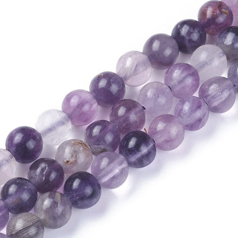 Purple Fluorite Round Beads 6mm