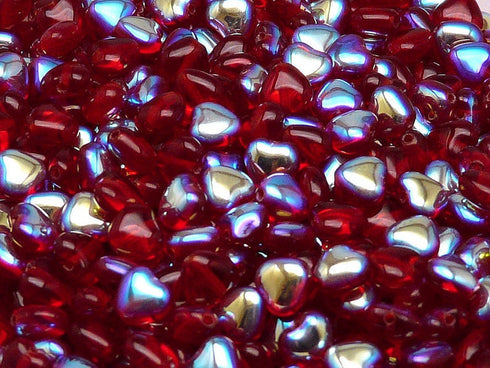 Glass Heart Ruby (AB) 6mm