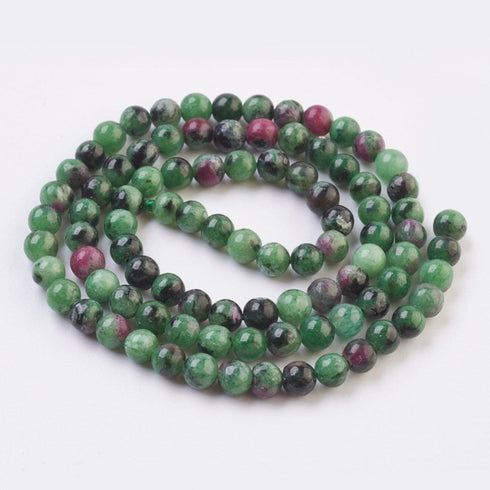 Ruby In Zoisite Round Beads 6mm