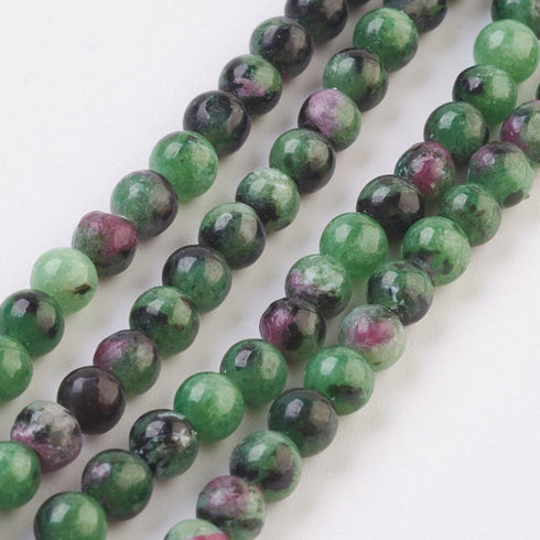 Ruby In Zoisite Round Beads 8mm