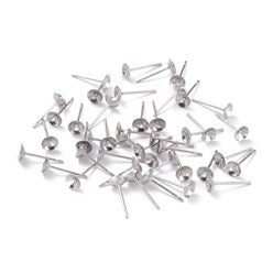 Stainless Ear Post With Cup 5mm 12pc