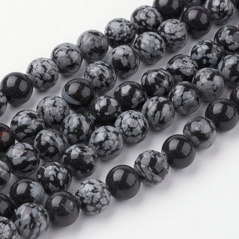Snowflake Obsidian Round Beads 6mm