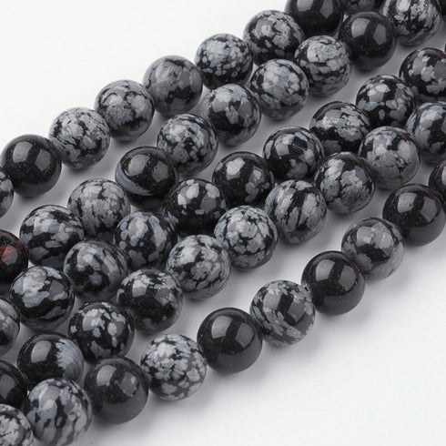 Snowflake Obsidian Round Beads 6mm