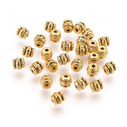 Tibetan Style Spacer Ribbed Antique Gold 5mm 12pc
