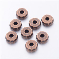 Tibetan Style Spacer Red Copper Rondelle 8mm