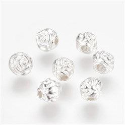 Tibetan Style Spacer Rose Flower Silver Color 5mm 12pc