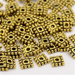 Tibetan Style Spacer Gold Color Square 7mm 12pc