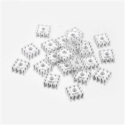 Tibetan Style Spacer Silver Square 7mm 12pc