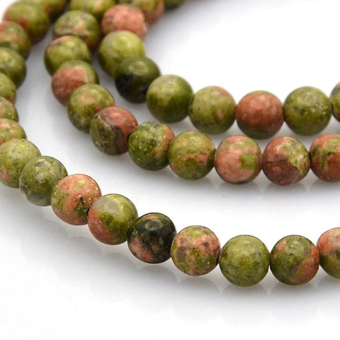 Unakite Round Beads 6mm