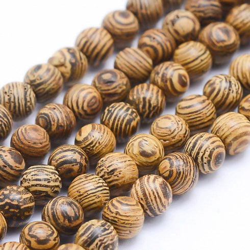 Wenge Wood Dyed Round Beads 6mm