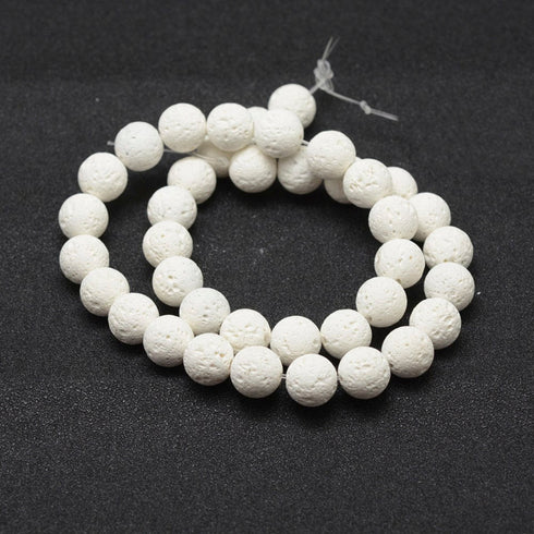 White Lava Beads Round 8 mm