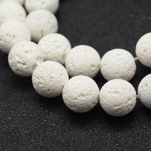 White Lava Beads Round 8 mm
