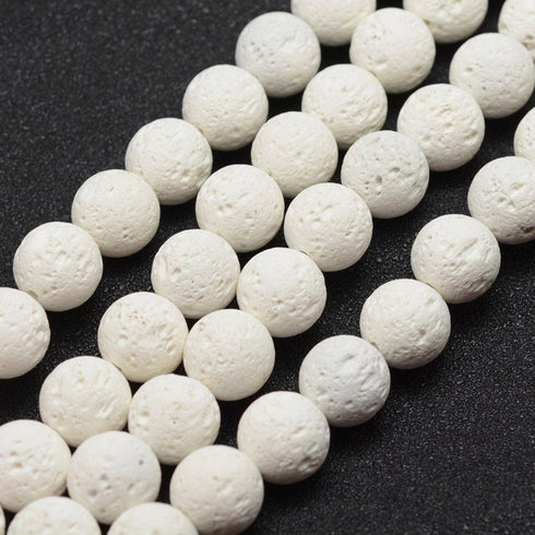 White Lava Beads Round 8 mm