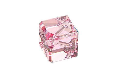 Diagonal Cube Light Rose 6mm 2pc