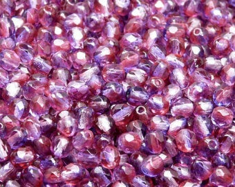 Crystal Red/Violet Two Toned Faceted 4mm