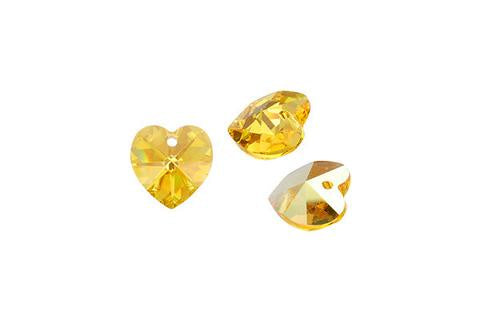 Heart Pendant Light Topaz (AB) 10mm 4pc