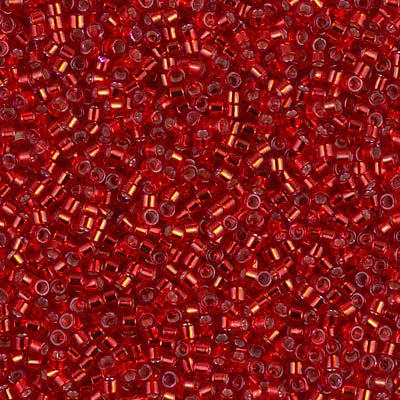 DB0602 - Christmas Red Transparent/Silver Lined/Dyed 10 grams