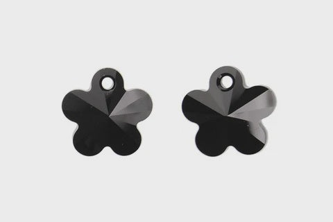 Flower Pendant Jet 14mm 2pc