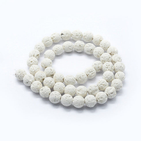 Lava Bead White Round Beads 8mm