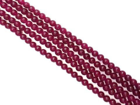 Rose Colored Jade Round Beads 6mm