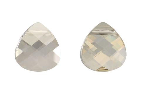 Flat Briolette Pendant Crystal (Silver Shade) 11X10mm 2pc