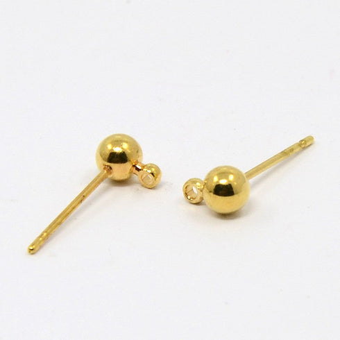 Gold Plated Ear Post With Loop 4mm 12pc