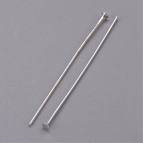 Silver Plated Iron Head Pins 30X0.7mm 100pcs