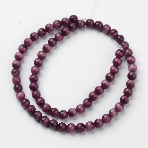 Cat Eye Bead Purple Round Beads 6mm
