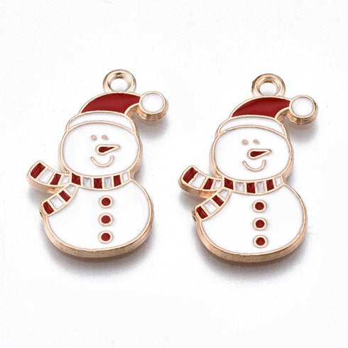 Christmas Snowman Charm Light Gold 5pc