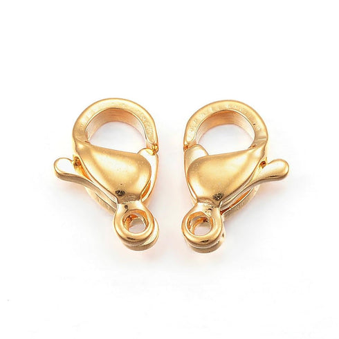 Lobster Clasp Gold Plated 15mm 10pc