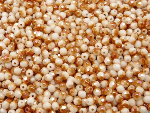 Chalk White Apricot Faceted 3mm