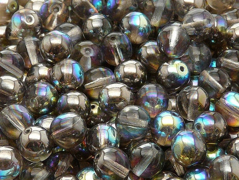 Crystal Graphite Rainbow Round 6mm