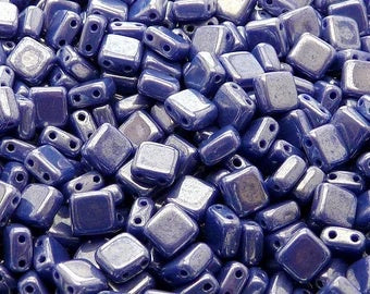 Czechmates Opaque Sapphire White Luster Coating 6mm