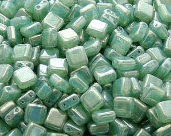 Czechmates Green Opal White Luster 6mm