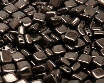 Czechmates Jet Copper Luster 6mm