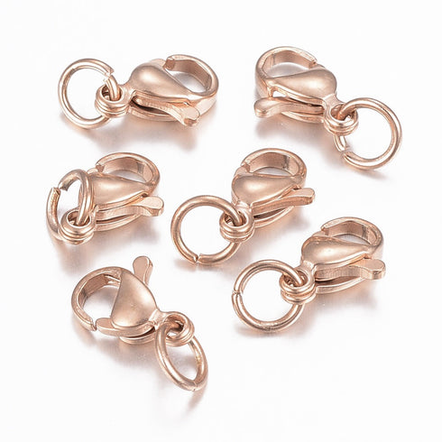 Lobster Claw Rose Gold On Steel 10x6x3mm 5pc