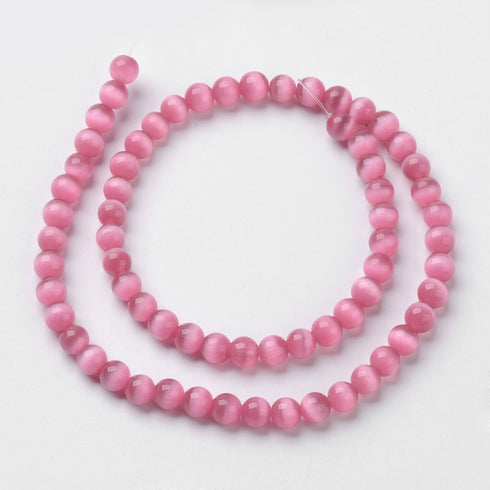 Cat Eye Bead Hot Pink Round Beads 8mm
