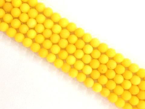 Matte Yellow Colored Jade Round Beads 8mm